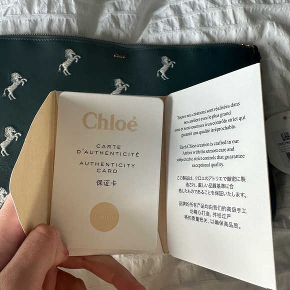 Chloe Cloudy Blue Clutch With Embroidered Horses - Picture 2 of 6